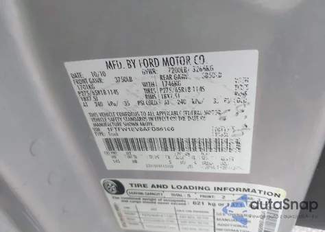 2010 Ford F-150 Lariat from USA, damaged, VIN 1FTFW1EV8AFD86166